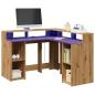 Preview: ARDEBO.de - LED-Schreibtisch Artisan-Eiche 130x130x91 Holzwerkstoff