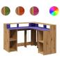Preview: LED-Schreibtisch Artisan-Eiche 130x130x91 Holzwerkstoff