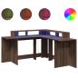 Preview: LED-Schreibtisch Braun Eichen-Optik 152x152x91 Holzwerkstoff