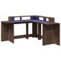 Preview: LED-Schreibtisch Braun Eichen-Optik 152x152x91 Holzwerkstoff