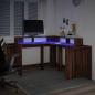 Preview: LED-Schreibtisch Braun Eichen-Optik 152x152x91 Holzwerkstoff