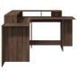 Preview: LED-Schreibtisch Braun Eichen-Optik 152x152x91 Holzwerkstoff