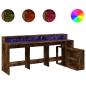 Preview: LED-Schreibtisch Räuchereiche 200x104x91 cm Holzwerkstoff