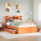 Preview: ARDEBO.de - Massivholzbett mit Regal ohne Matratze Wachsbraun 160x200 cm