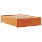 Preview: Massivholzbett mit Regal ohne Matratze Wachsbraun 160x200 cm