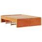 Preview: Massivholzbett mit Regal ohne Matratze Wachsbraun 160x200 cm