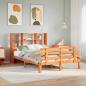 Preview: ARDEBO.de - Massivholzbett mit Regal ohne Matratze Wachsbraun 120x190 cm