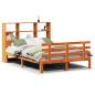 Preview: Massivholzbett mit Regal ohne Matratze Wachsbraun 120x190 cm