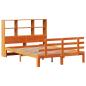 Preview: Massivholzbett mit Regal ohne Matratze Wachsbraun 120x190 cm