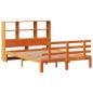 Preview: Massivholzbett mit Regal ohne Matratze Wachsbraun 150x200 cm