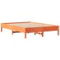 Preview: Massivholzbett mit Regal ohne Matratze Wachsbraun 150x200 cm