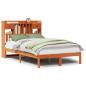 Preview: Massivholzbett mit Regal ohne Matratze Wachsbraun 135x190 cm