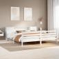 Preview: ARDEBO.de - Massivholzbett mit Regal ohne Matratze Weiß 200x200 cm Kiefer