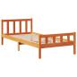 Preview: Massivholzbett mit Regal ohne Matratze Wachsbraun 75x190 cm