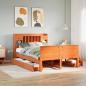 Preview: ARDEBO.de - Massivholzbett mit Regal ohne Matratze Wachsbraun 140x190 cm