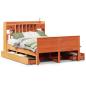 Preview: Massivholzbett mit Regal ohne Matratze Wachsbraun 140x190 cm