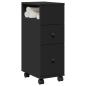 Preview: ARDEBO.de - Badschrank Schmal mit Rollen Schwarz Holzwerkstoff