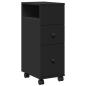 Preview: Badschrank Schmal mit Rollen Schwarz Holzwerkstoff