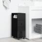 Preview: Badschrank Schmal mit Rollen Schwarz Holzwerkstoff