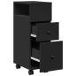 Preview: Badschrank Schmal mit Rollen Schwarz Holzwerkstoff