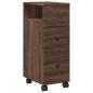 Preview: Badschrank Schmal mit Rollen Eichen-Optik Holzwerkstoff