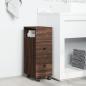 Preview: Badschrank Schmal mit Rollen Eichen-Optik Holzwerkstoff