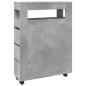 Preview: Badschrank Schmal mit Rollen Betongrau Holzwerkstoff