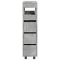 Preview: Badschrank Schmal mit Rollen Betongrau Holzwerkstoff