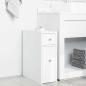 Preview: Badschrank Schmal mit Rollen Weiß Holzwerkstoff