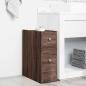 Preview: Badschrank Schmal mit Rollen Eichen-Optik Holzwerkstoff