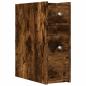 Preview: Badschrank Schmal mit Rollen Räuchereiche Holzwerkstoff