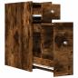 Preview: Badschrank Schmal mit Rollen Räuchereiche Holzwerkstoff