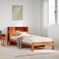 Preview: ARDEBO.de - Massivholzbett mit Regal ohne Matratze Wachsbraun 75x190 cm