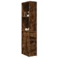 Preview: ARDEBO.de - Badschrank Schmal mit Rollen Räuchereiche Holzwerkstoff