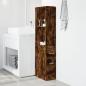 Preview: Badschrank Schmal mit Rollen Räuchereiche Holzwerkstoff