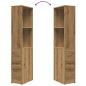 Preview: Badschrank Schmal mit Rollen Artisan-Eiche Holzwerkstoff