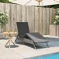 Preview: Sonnenliege mit Auflage Grau Poly Rattan