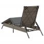 Preview: Sonnenliege mit Auflage Grau Poly Rattan