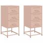 Preview: Nachttische 2 Stk. Rosa 36x39x78 cm Stahl