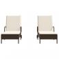 Preview: Sonnenliegen mit Auflagen 2 Stk. Braun Poly Rattan