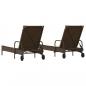 Preview: Sonnenliegen mit Auflagen 2 Stk. Braun Poly Rattan