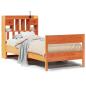 Preview: Massivholzbett mit Regal ohne Matratze Wachsbraun 100x200 cm