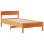 Preview: Massivholzbett mit Regal ohne Matratze Wachsbraun 100x200 cm