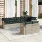 Preview: ARDEBO.de - 8-tlg. Garten-Sofagarnitur mit Kissen Hellgrau Poly Rattan
