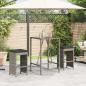 Preview: ARDEBO.de - Garten-Barhocker mit Kissen 2 Stk. Grau Poly Rattan