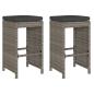Preview: Garten-Barhocker mit Kissen 2 Stk. Grau Poly Rattan