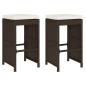 Preview: Garten-Barhocker mit Kissen 2 Stk. Braun Poly Rattan