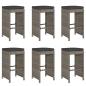 Preview: Garten-Barhocker mit Kissen 6 Stk. Grau Poly Rattan