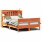 Preview: Massivholzbett mit Regal ohne Matratze Wachsbraun 160x200 cm