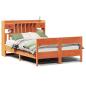 Preview: Massivholzbett mit Regal ohne Matratze Wachsbraun 135x190 cm